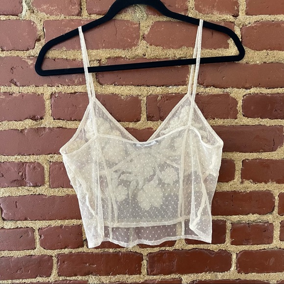 🛍ZARA | Embroidered Mesh Crop Top - Picture 3 of 3